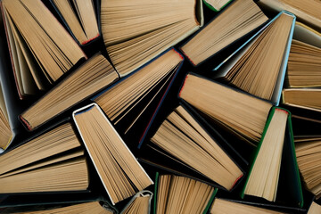 background from many books. Book view from above.  reading culture. High quality photo