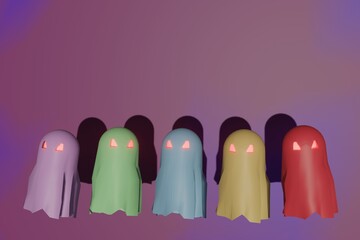 Colorful Ghost character for party in Happy Halloween .