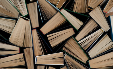 background from many books. Book view from above.  reading culture. High quality photo