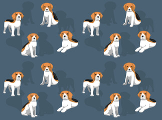 Beagle Poses Cute Character Seamless Wallpaper Background