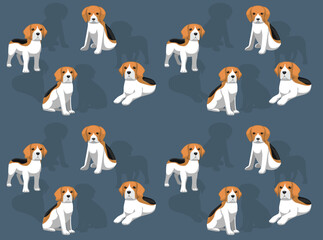 Beagle Poses Cute Character Seamless Wallpaper Background