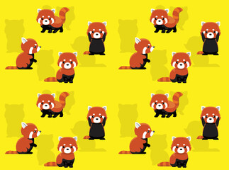 Red Panda Poses Cute Character Seamless Wallpaper Background