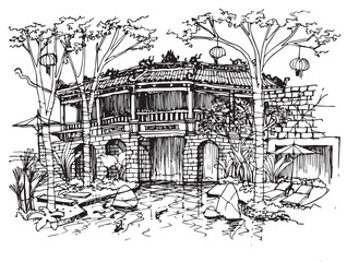 Drawing Architecture Old Building