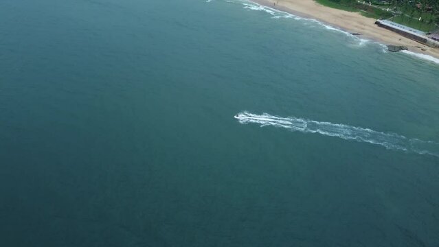Goa, India 19th October 2022: 4k Drone shots Fort Aguada in North Goa - Seventeenth-century Portuguese fort standing on Sinquerim Beach. Popular also Watersports activities and white sand beach.  