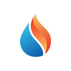Water and fire icon vector design, flame and water icon, dripping water icon isolated, hvac icon gradient color cooling and heating
