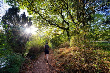 Fototapeta premium Running in the Boulogne wood. Paris city