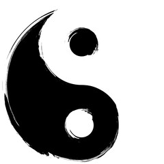 Yin and Yan sign and symbol chinese style brush stroke. - obrazy, fototapety, plakaty
