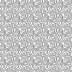 Abstract geometric line seamless pattern graphic stripes maze drawing background. Modern black and white design for textile, wallpaper, clothing, backdrop, tile, wrapping, fabric, art print. Vector