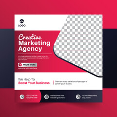 Digital marketing Agency social media post web banner with red shape gradient