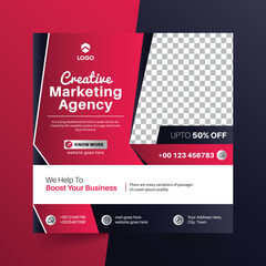 Digital marketing Agency social media post web banner with red shape gradient