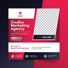 Digital marketing Agency social media post web banner with red shape gradient