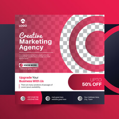 Digital marketing Agency social media post web banner with red shape gradient