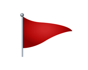 The isolated triangular gradient red flag icon with silver pole on transparent background - 541864708