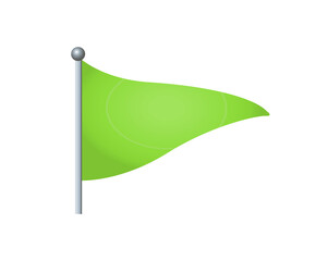 The isolated triangular gradient green flag icon with silver pole on transparent background - 541864727