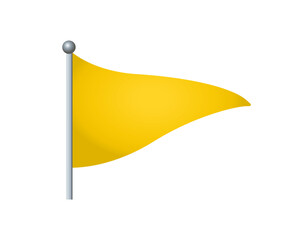 The isolated triangular gradient yellow flag icon with silver pole on transparent background - 541864743