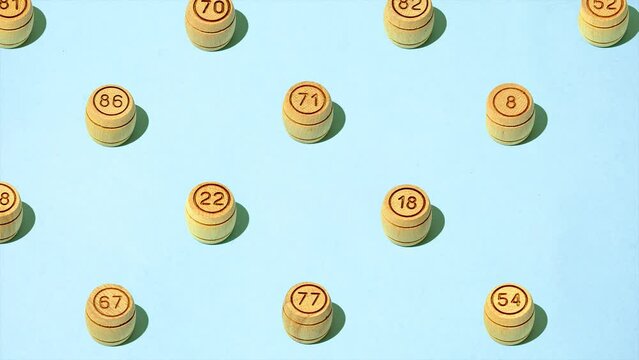 Pattern skittles kegs lotto on a blue background. The barrels disappear and reappear.