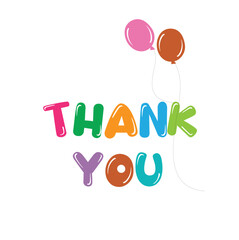 thank you card  colorful text  with balloons