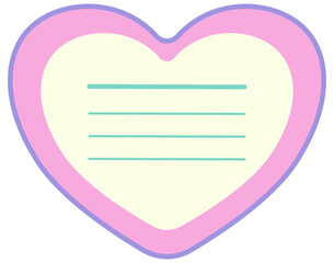 cute pink heart with a label memo notepad