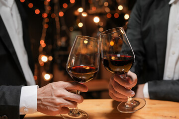 food and Drink, wine red and for a friendly, in a bar or a restaurant	
