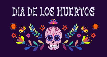 Mexican Day of the Dead horizontal vector greeting card