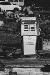 Gas Station pump for boats, set up by the pier, in the warm afternoon light. 