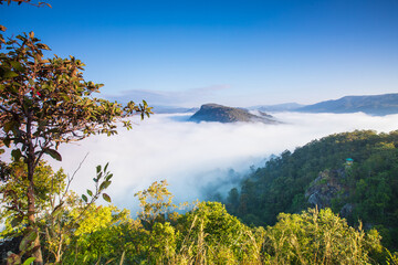 Fototapeta na wymiar Landscape of Pha Muak mountain, border of Thailand and Laos, Loei province, Thailand.