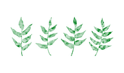 set of leaves illustration in watercolor style