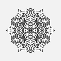 Ornamental round pattern. Black outline mandala on white background. Vector illustration.