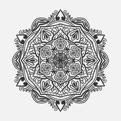 Ornamental round pattern. Black outline mandala on white background. Vector illustration.