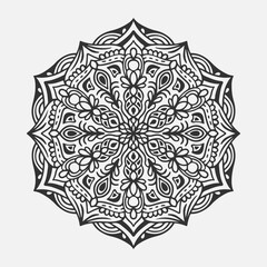 Ornamental round pattern. Black outline mandala on white background. Vector illustration.