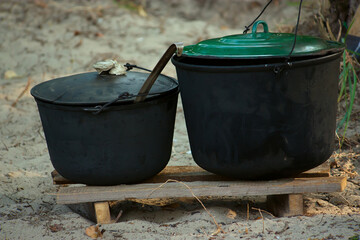 two pot with soot