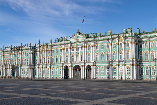 Facade of the old Winter Palace on a sunny October day. Saint Petersburg