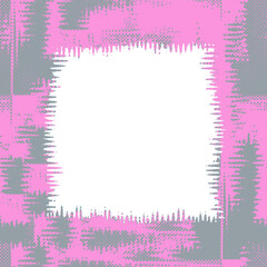 Abstract transparent halftone grunge texture border element.