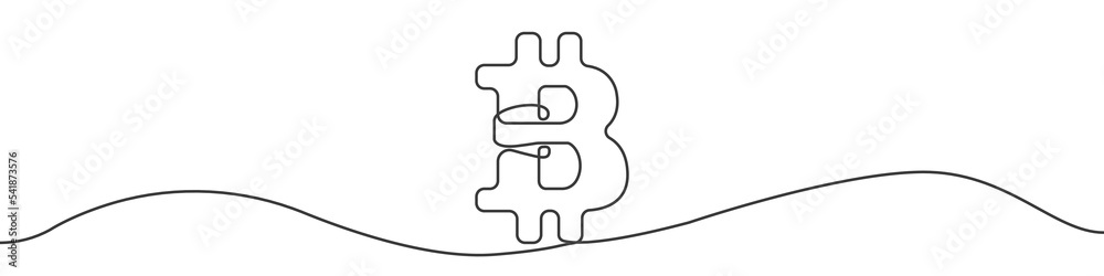 Poster bitcoin line continuous drawing vector. one line bitcoin vector background. cryptocurrency bitcoin i