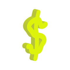 Dollar lime color vector icon. 3D dollar. Money is a currency in the form of a dollar. dollar outlook projection. Vector illustration.