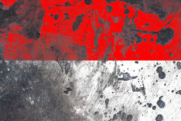 Indonesia flag on scratched old grunge texture background
