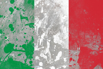 Italy flag on scratched old grunge texture background