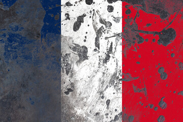 France flag on scratched old grunge texture background