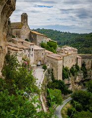 View on the medieval village of Minerve and the surrounding canyon in the South of France (Herault)