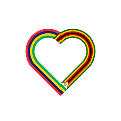 friendship concept. heart ribbon icon of mauritius and zimbabwe flags. vector illustration isolated on white background