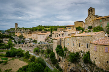View on the medieval village of Minerve and the surrounding canyon in the South of France (Herault)