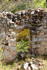 ruins of water mills on the Cofio river in Guadarrama mountains in Madrid, Spain © josevgluis