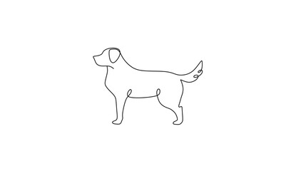 one line dog. continuous line sketch. vector illustration