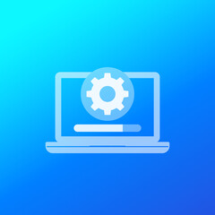 update, software vector icon with laptop