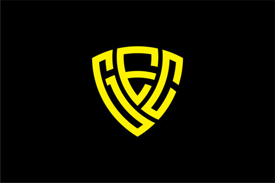 GEC creative letter shield logo design vector icon illustration