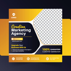 social media post web banner for Digital marketing Agency with yellow shape