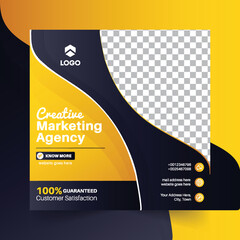 social media post web banner for Digital marketing Agency with yellow shape
