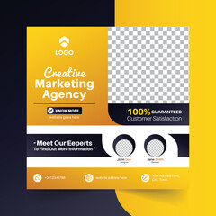 social media post web banner for Digital marketing Agency with yellow shape