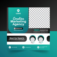 social media post web banner for Digital marketing Agency with turquise shape