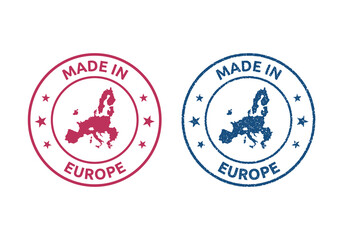 made in Europe icon set, European Union product stamp